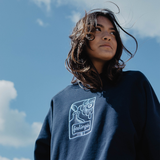 Sweatshirt à col rond épais Brea Marine