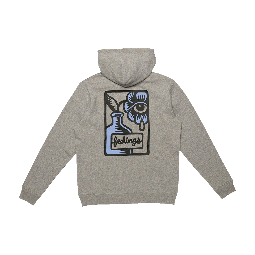 Sweat à Capuche Fleur Gris Chiné