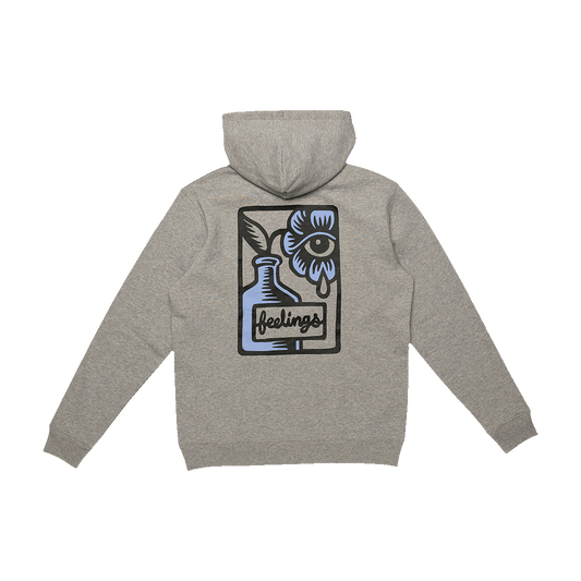 Sweat à Capuche Fleur Gris Chiné