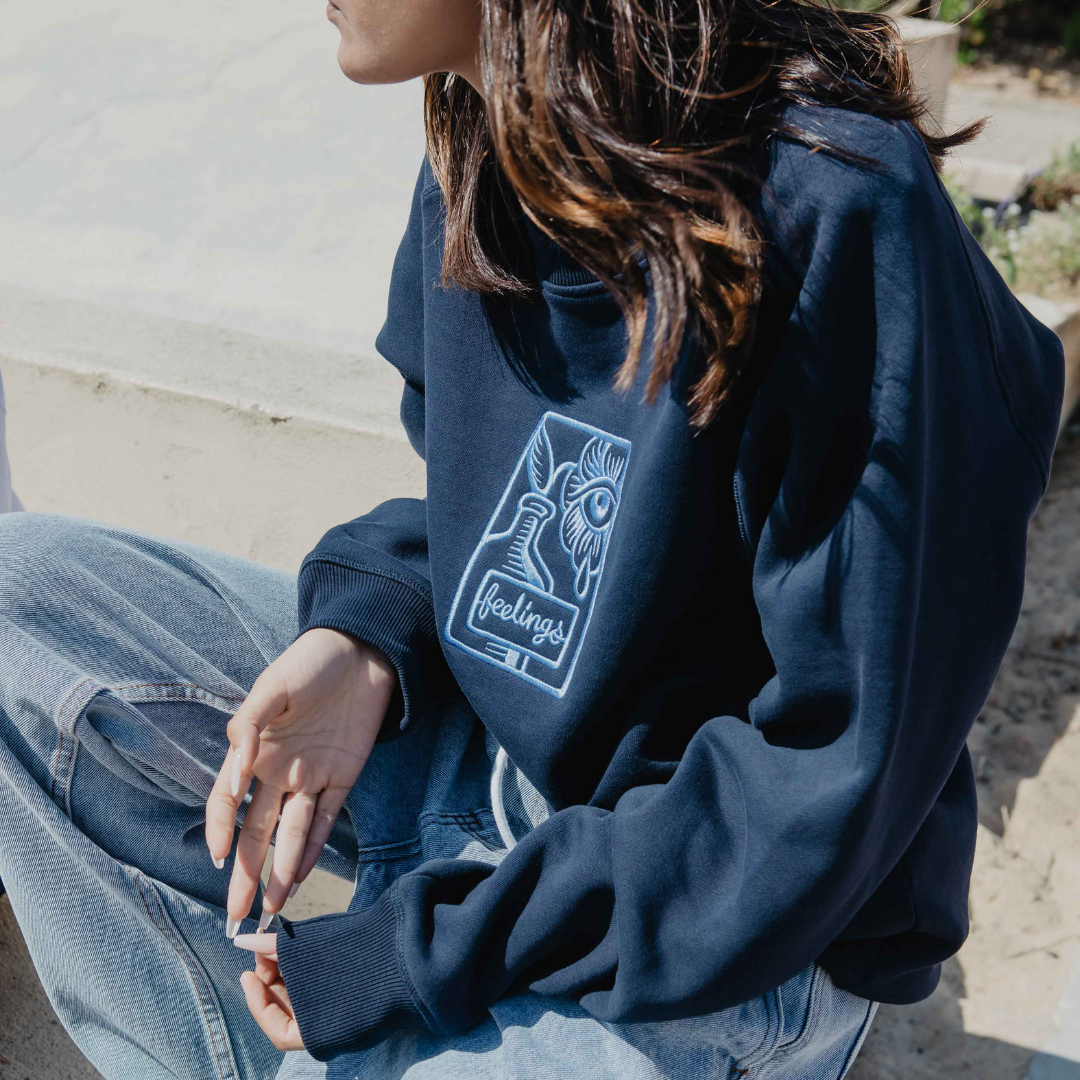 Sweatshirt à col rond épais Brea Marine